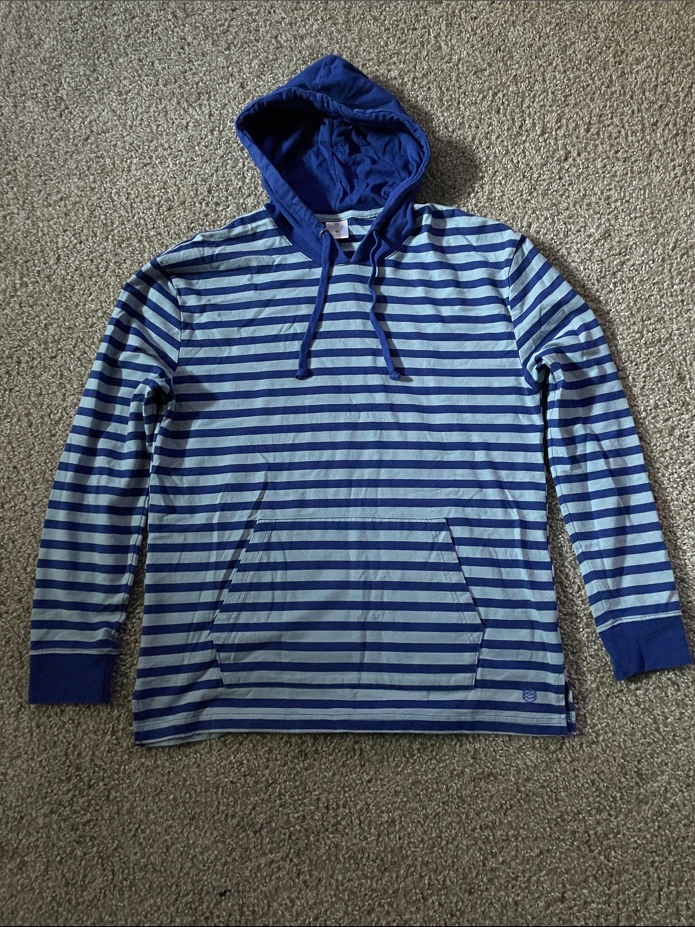 Zine Blue Striped Hooded Long-Sleeve Shirt